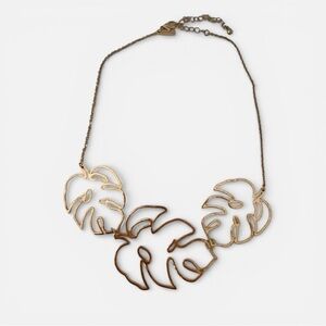 Freedom Topshop Gold-tone Leaf Monstera Pendant Necklace